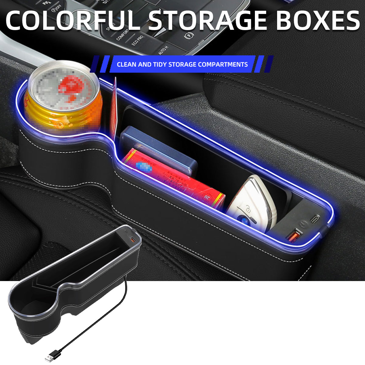 Seat Gap Filler Organizer With Usb Charger - حامل أكواب لملء فراغات مقعد السيارة