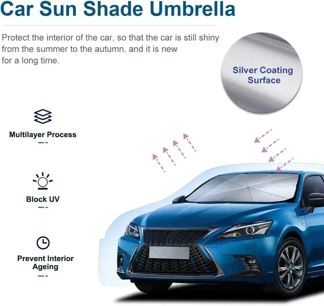 Car Sunshade Windshield Umbrella Foldable - مظلة جديدة قابلة للطي لحماية زجاج