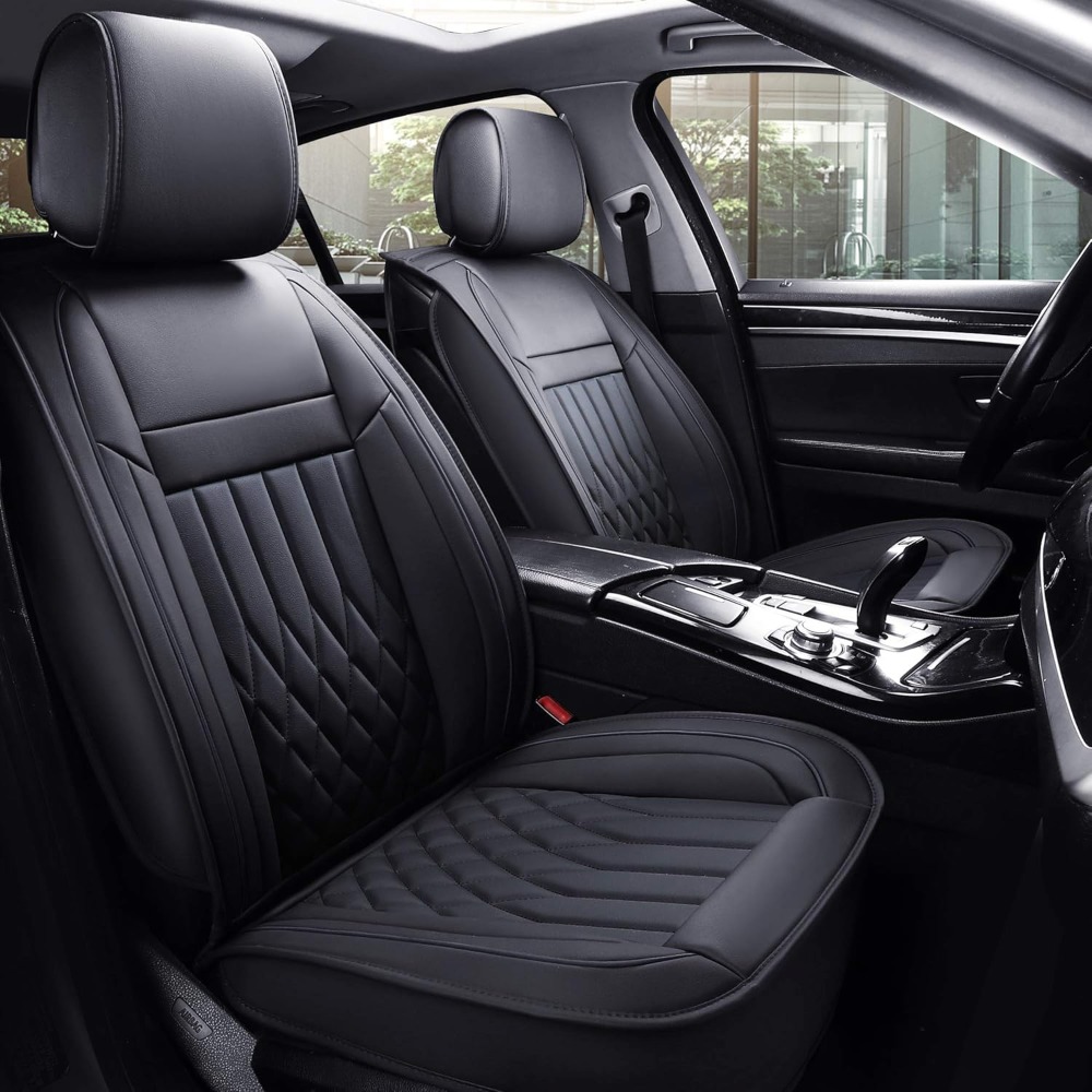 Leather Car Seat Covers Full Set Universal - 5 قطع من أغطية مقاعد السيارة