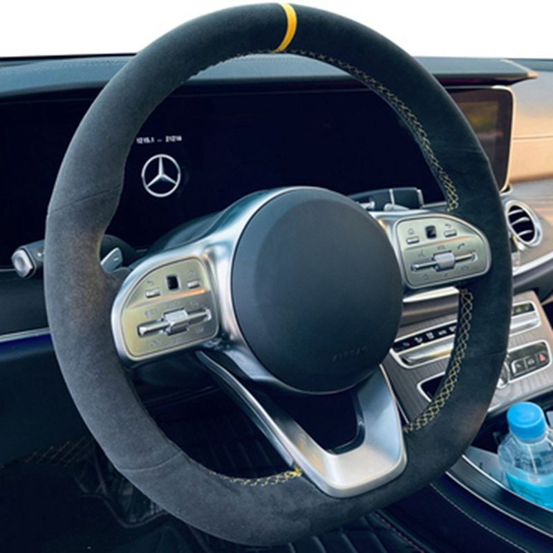 Car Steering Wheel Cover Anti Slip Breathable - المضادة للانزلاق الأسود الجلد المدبوغ جديلة