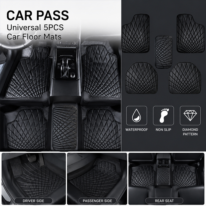 Car Floor Mats Universal Waterproof Leather - مجموعة دواسات سيارة جلدية عالمية من