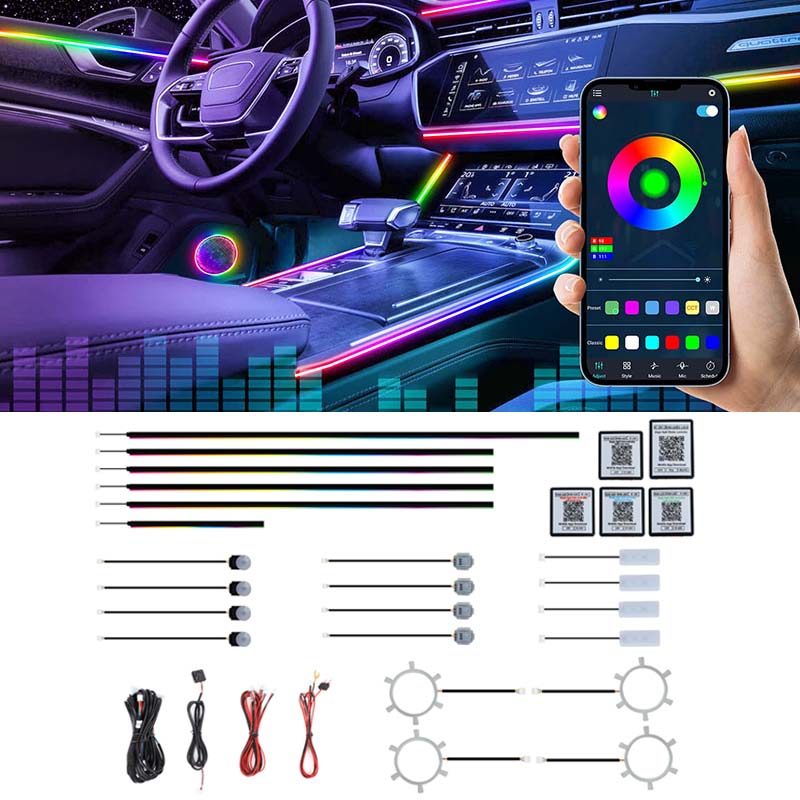 Led Ambient Interior Car Lights App Control - مجموعة إضاءة داخلية للسيارة بتقنية RGB