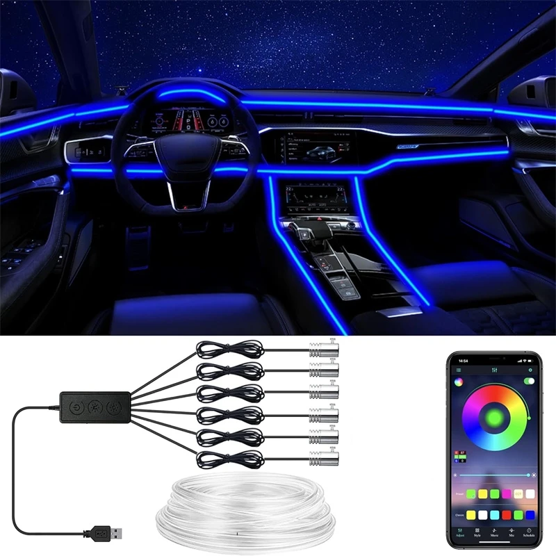 Led Ambient Interior Car Lights App Control - أضواء سلك EL مرنة مع التحكم