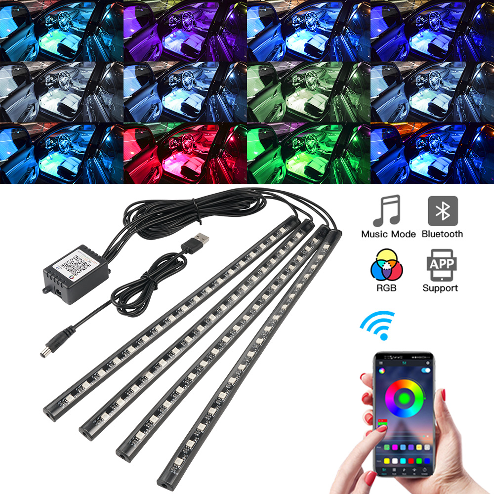 Led Ambient Interior Car Lights App Control - النيون LED الداخلية سيارة ضوء APP