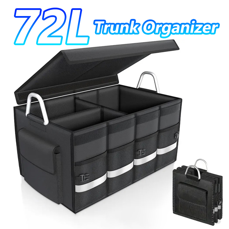 Car Trunk Organizer Foldable Storage Box - الثقيلة 72L جذع المنظم للسيارة سعة
