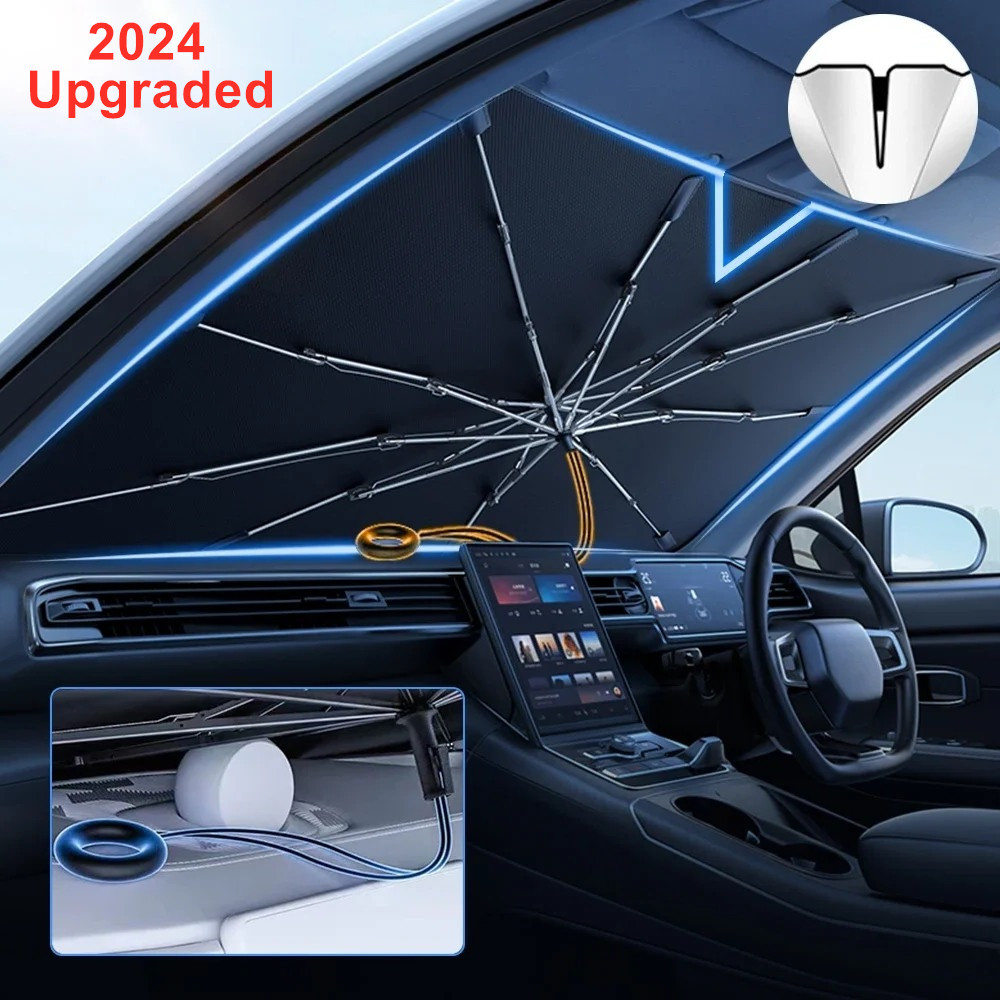 واقي أمامي للسيارة مضاد للأشعة - مراجعة Car Sunshade Windshield Umbrella Foldable وسعره
