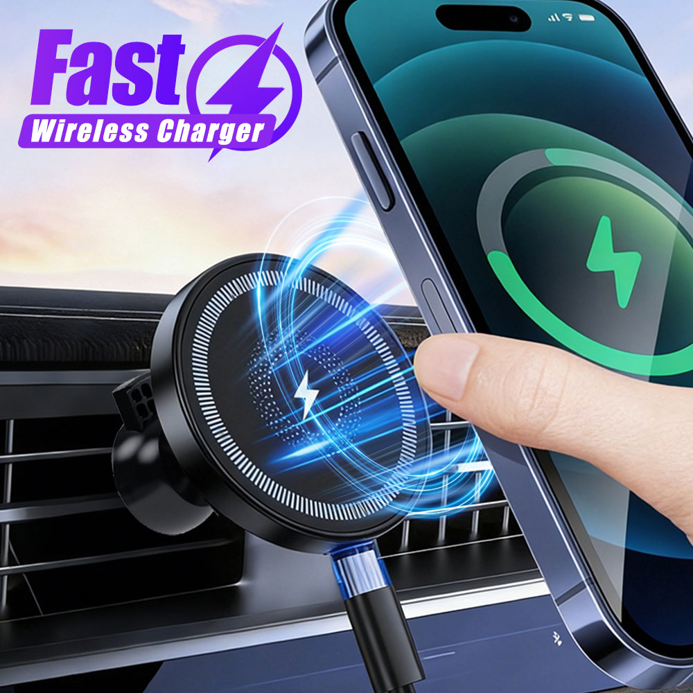 شاحن سيارة لاسلكي مغناطيسي وحا - مراجعة Wireless Car Charger Mount Fast Charging وسعره