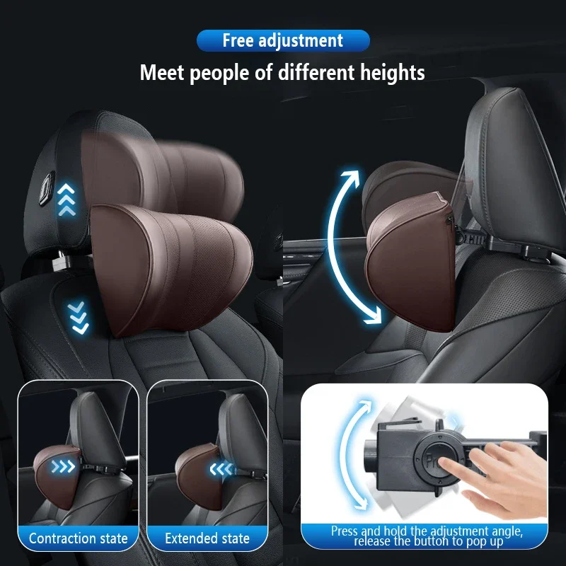 الجلود سيارة مسند الرأس بالمقع - مراجعة Memory Foam Car Neck Pillow Lumbar Support وسعره