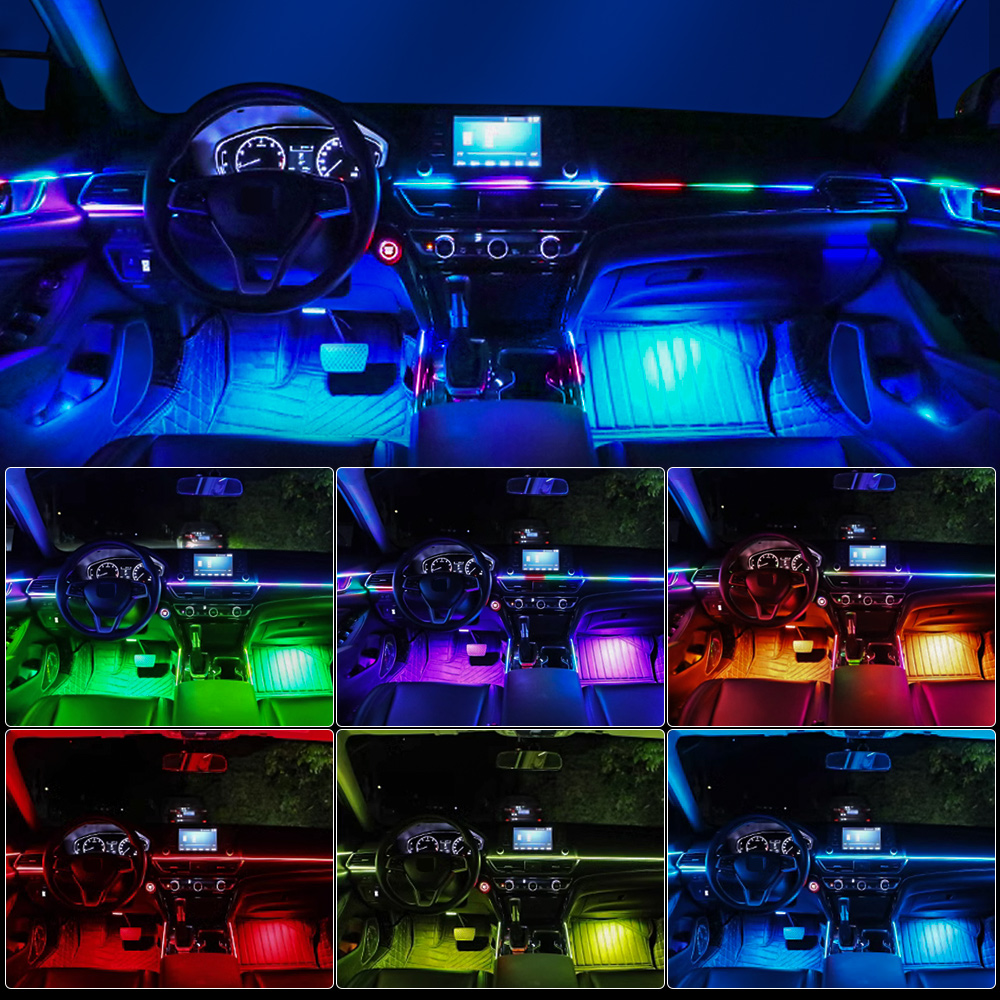 6/10/14/18 في 1 ضوء السيارة ال - مراجعة Led Ambient Interior Car Lights App Control وسعره