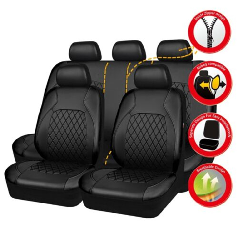 العالمي غطاء مقعد السيارة مجمو - مراجعة Leather Car Seat Covers Full Set Universal وسعره