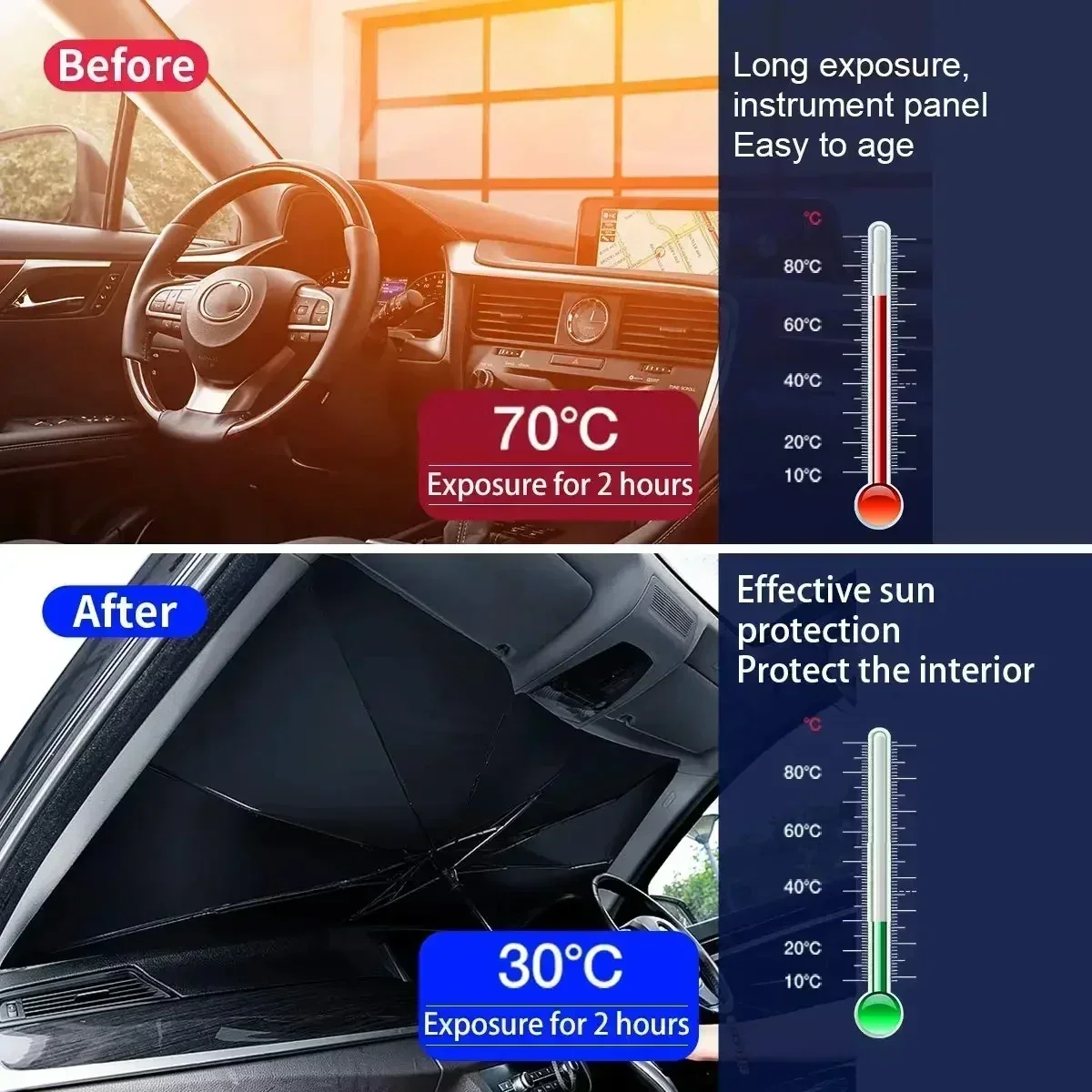 مظلة شمسية قابلة للطي لحماية ز - مراجعة Car Sunshade Windshield Umbrella Foldable وسعره