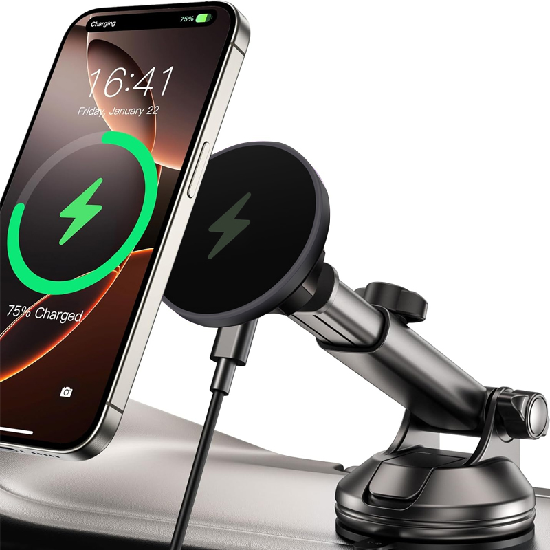UYUXIO 15 واط شحن سريع الزجاج  - مراجعة Wireless Car Charger Mount Fast Charging وسعره
