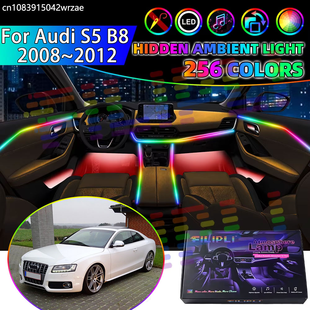 لأودي S5 B8 2008~2012 2009، أش - مراجعة Led Ambient Interior Car Lights App Control وسعره