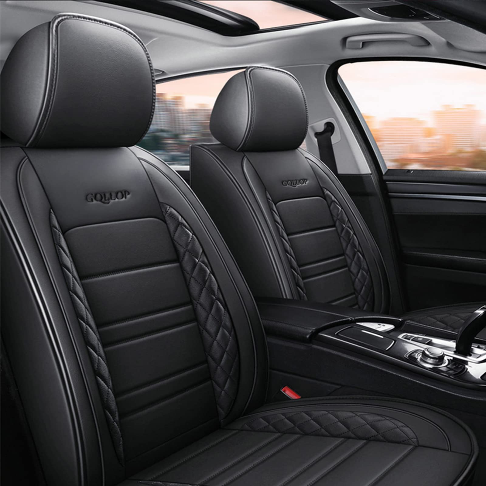غطاء وسادة مقعد السيارة، مجموع - مراجعة Leather Car Seat Covers Full Set Universal وسعره