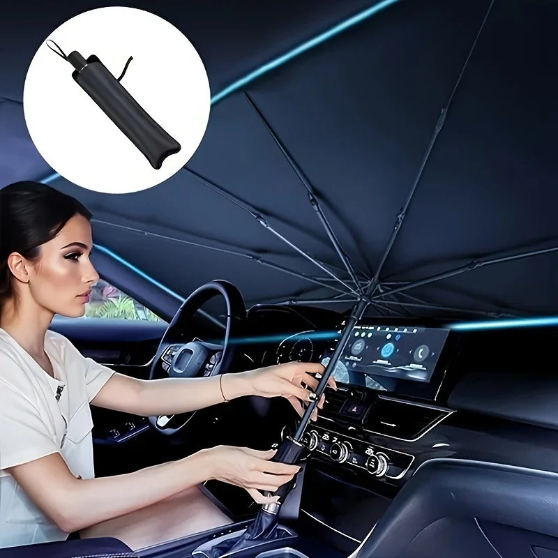 واقي شمس للزجاج الأمامي للسيار - مراجعة Car Sunshade Windshield Umbrella Foldable وسعره