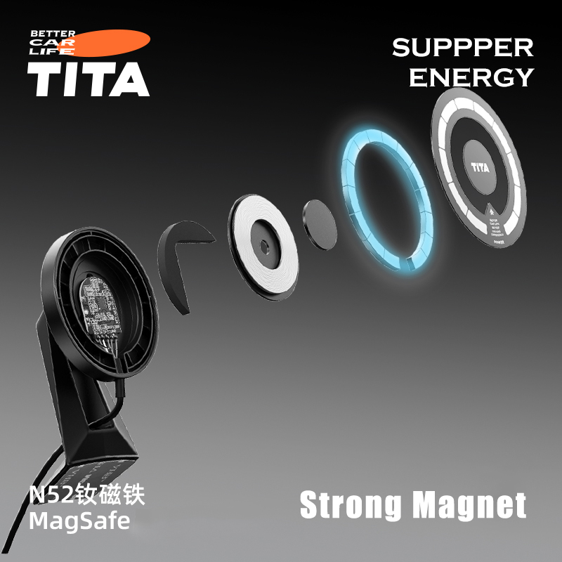 Tita 15 واط شاحن سيارة لاسلكي  - مراجعة Magnetic Phone Holder For Car Vent وسعره