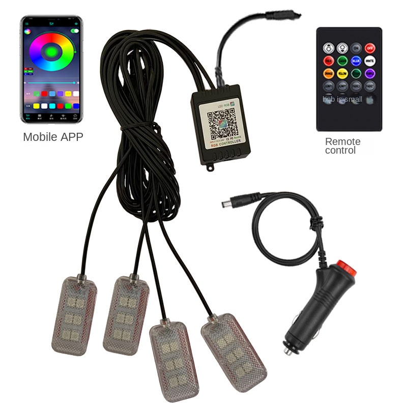 النيون المزدوج التحكم LED سيار - مراجعة Led Ambient Interior Car Lights App Control وسعره