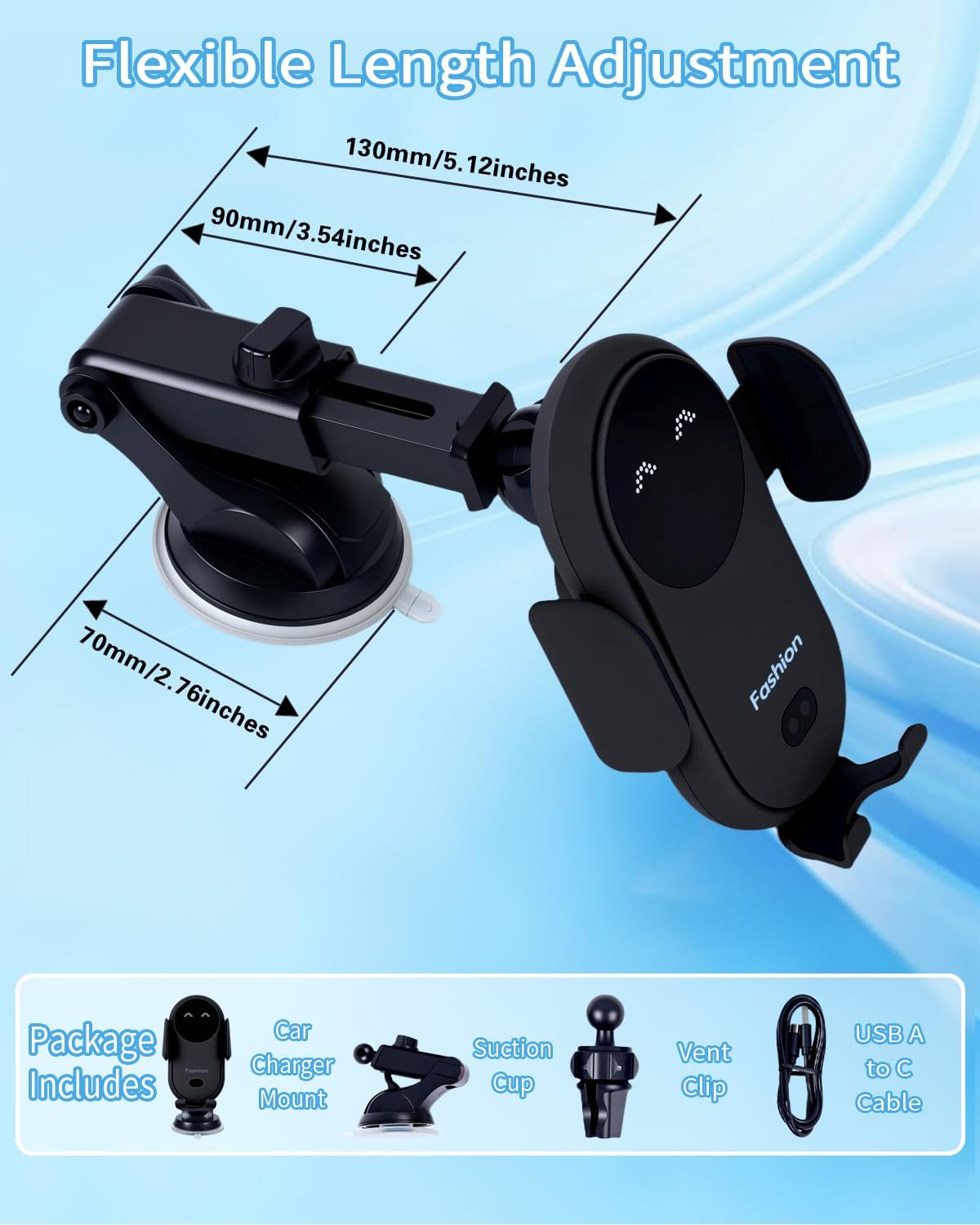 حامل شحن سيارة لاسلكي سريع مع  - مراجعة Wireless Car Charger Mount Fast Charging وسعره